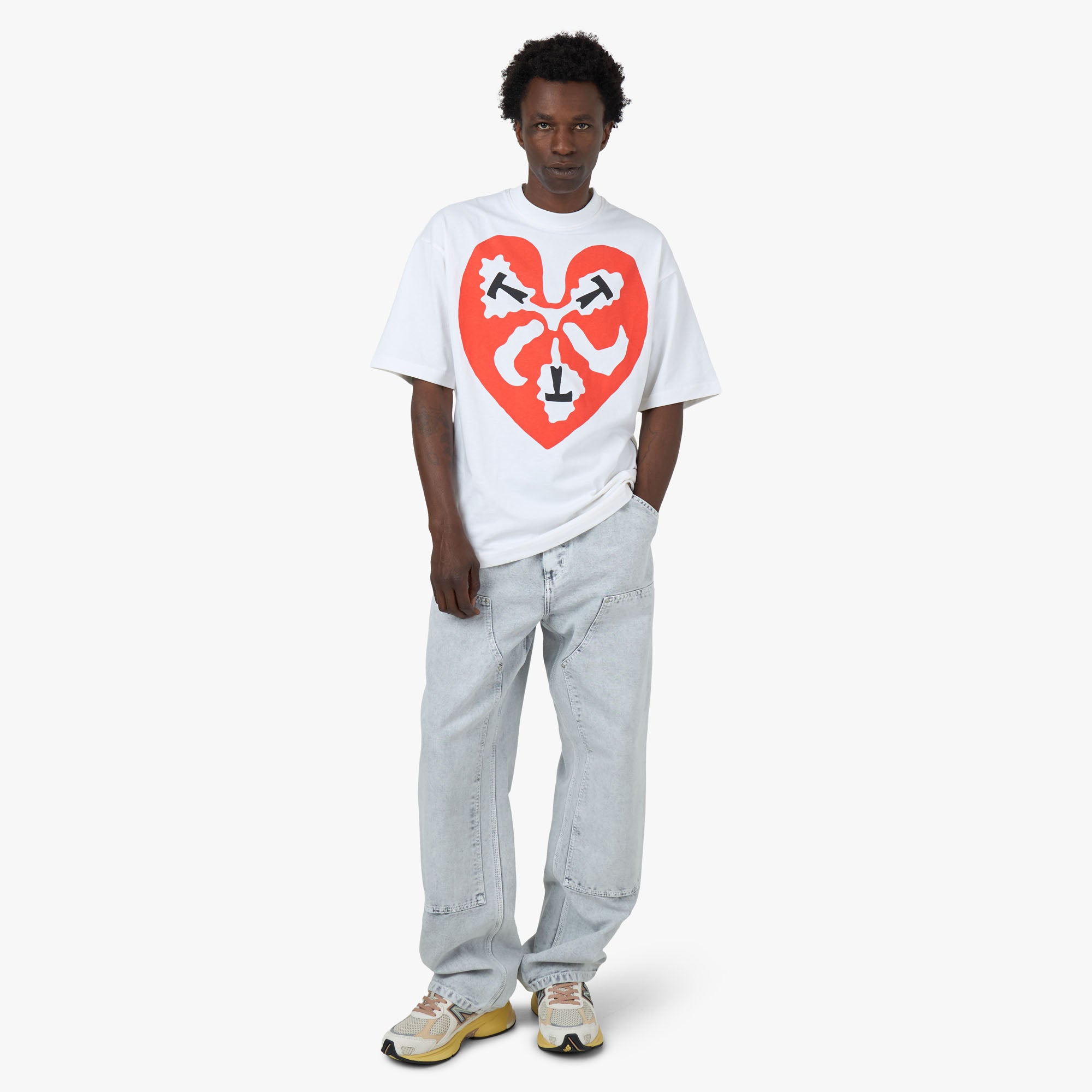 The Trilogy Tapes TTT Heart T-Shirt / White | Livestock