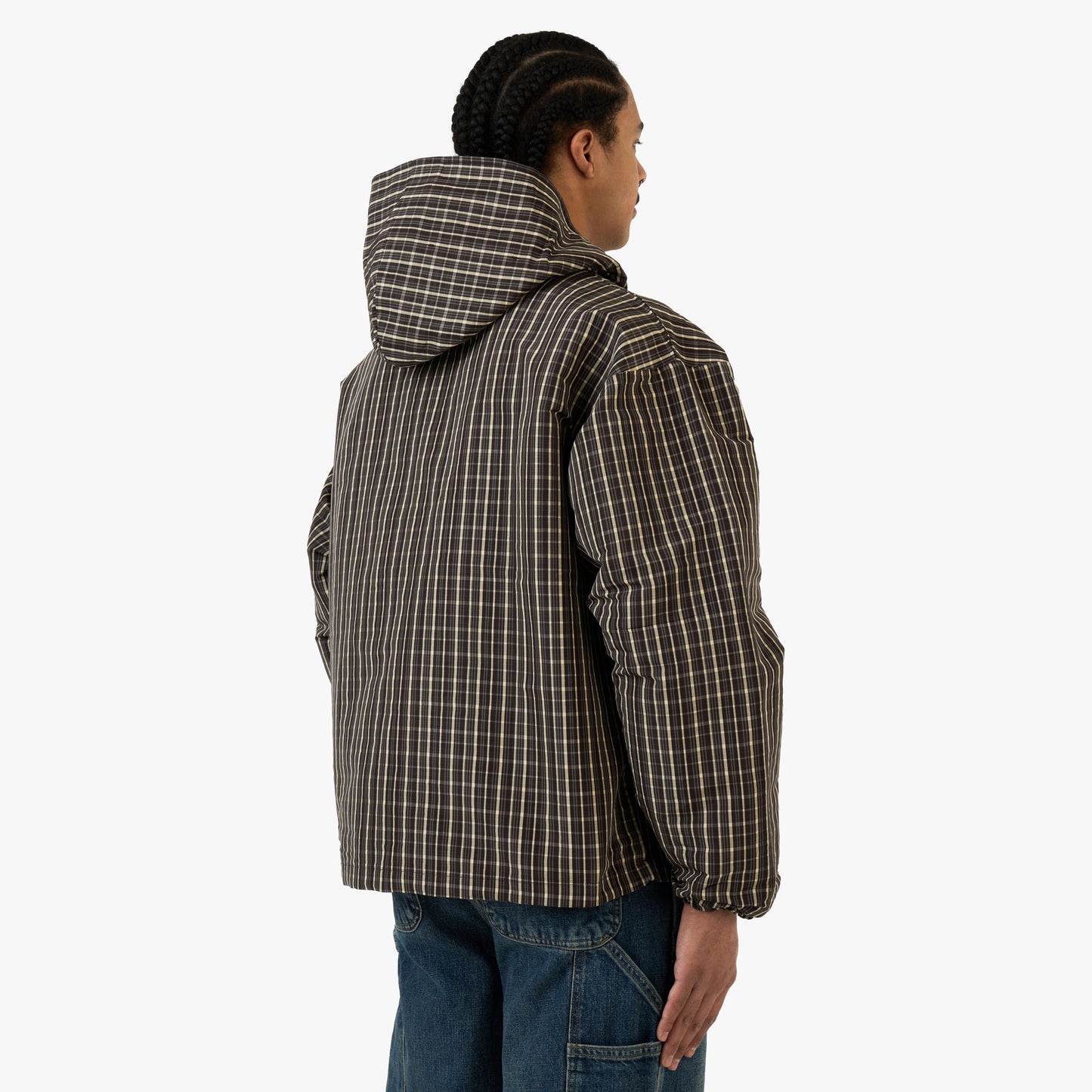 Coupe-vent à carreaux Umbro avec cagoule Beige / Marron foncé