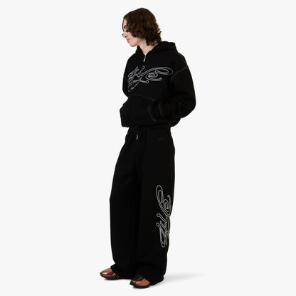 4YE Signature Zip Wide Pant Black/White