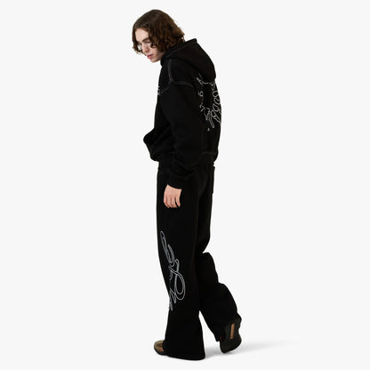 4YE Signature Zip Wide Pant Black/White