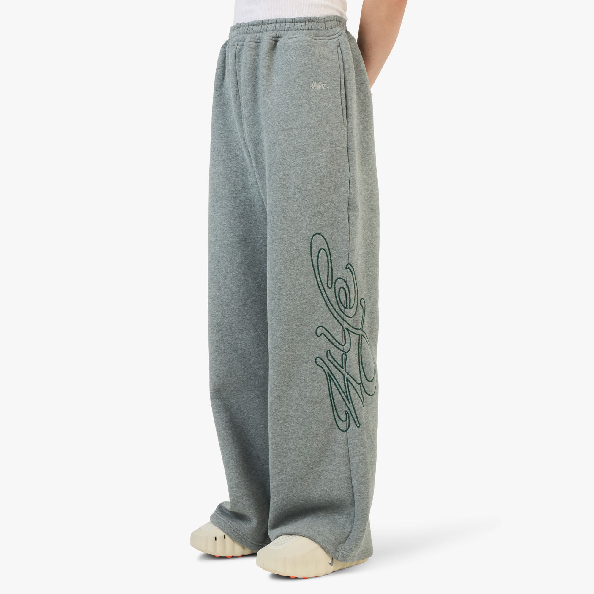 4YE Signature Zip Wide Pant Medium Grey / Forrest Green | Livestock