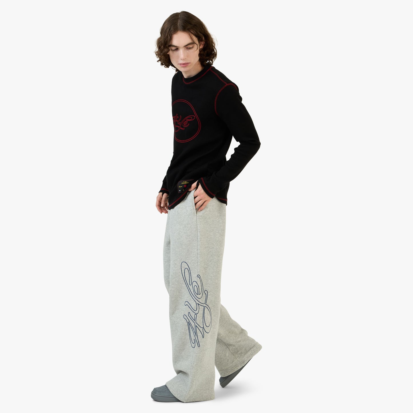 4YE Signature Zip Wide Pant Light Heather Grey