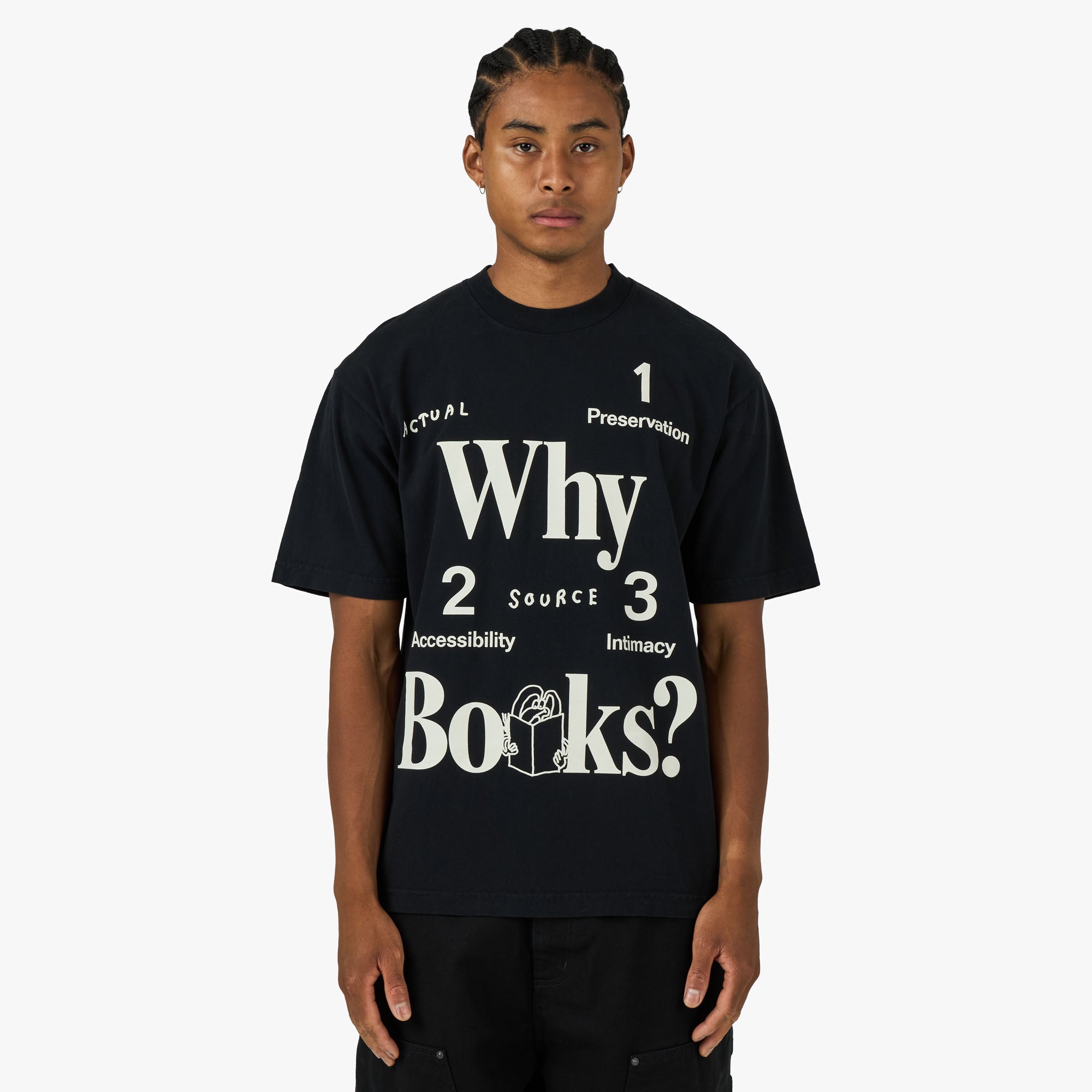 【Actual Source Books】 Why Books? Tee Actual Source Why Books T-Shirt Black – Livestock
