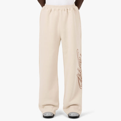 4YE Signature Pantalon à jambes larges Os / Brun