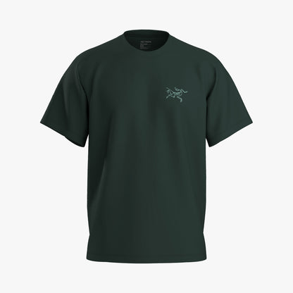 Arc'teryx Kragg SL T-Shirt. Front view of dark jade short-sleeve performance t-shirt featuring a crewneck collar and light teal Arc'teryx bird logo printed on the left chest. 