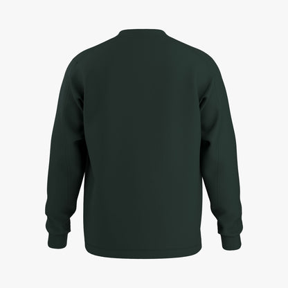 Arc'teryx Kragg Longsleeve. Back view showing plain dark jade body, crewneck collar, longsleeves with ribbed cuffs, and clean straight hem construction. 
