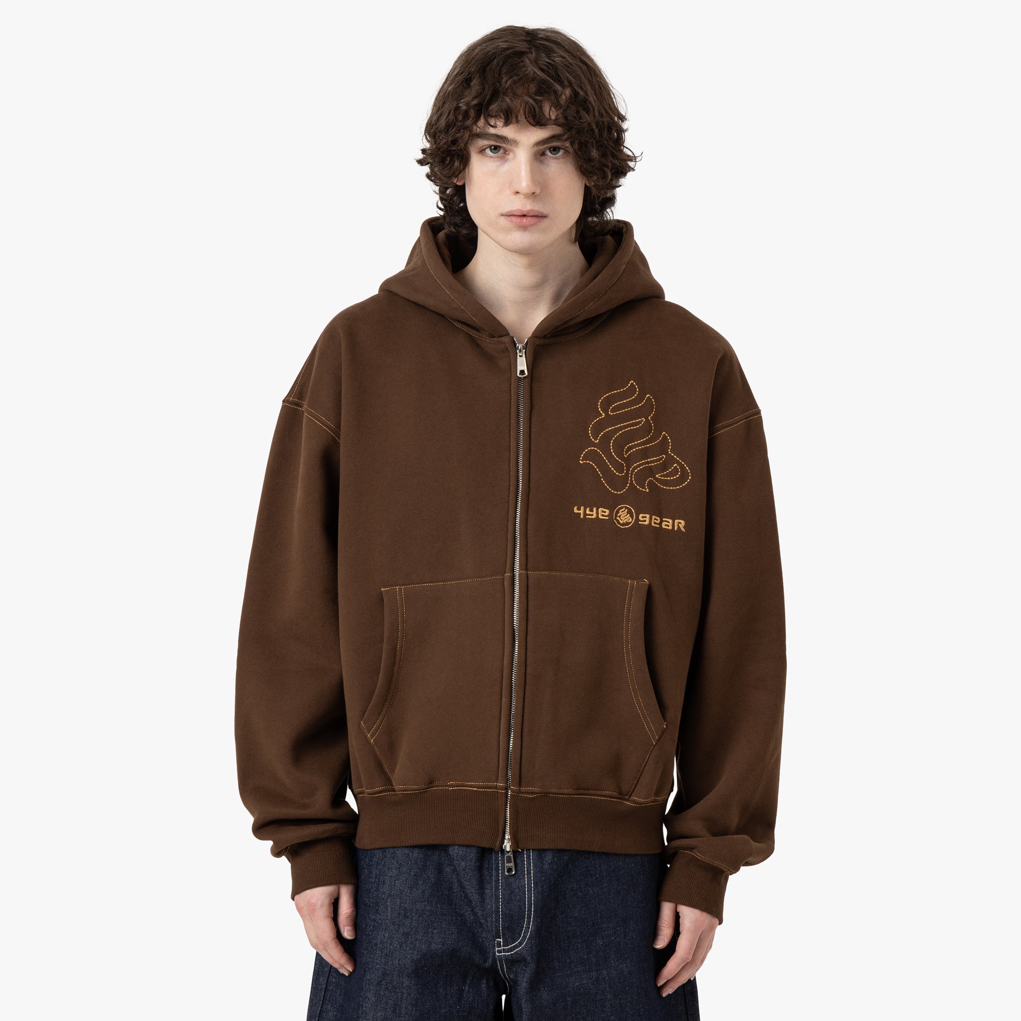 4YE Gear Zip Hoodie / Brown / Light Brown 1