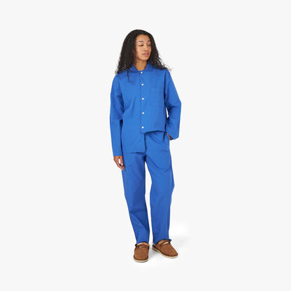 Tekla Popeline Chemise à manches longues / Bleu Royal
