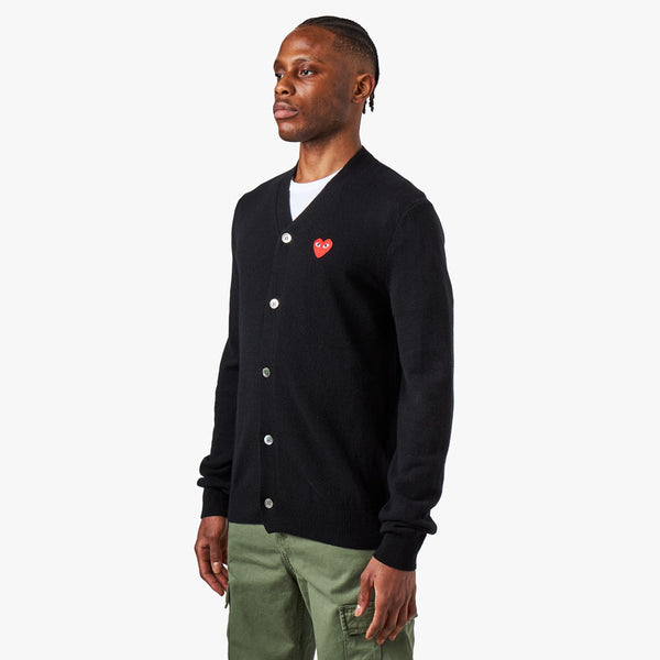 Comme des Garcons Play Overlapping Heart Cardigan Black/Red