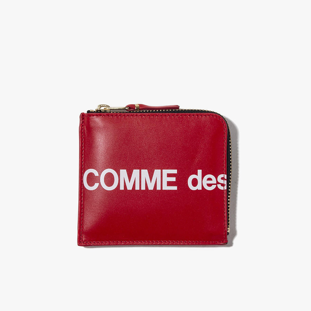 COMME des GARÇONS WALLET Huge Logo Half Zip Wallet / Red – Livestock